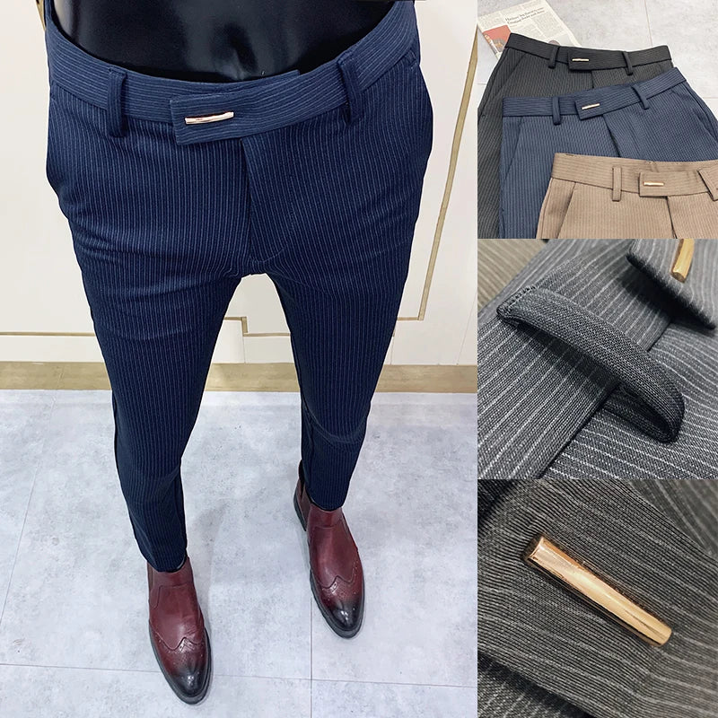 Men Suit Pants Dress Pantalone Hombre Stretch Slim Formal Trousers Calça Masculina Solid Color Casual Pants Fashion Men Clothing.