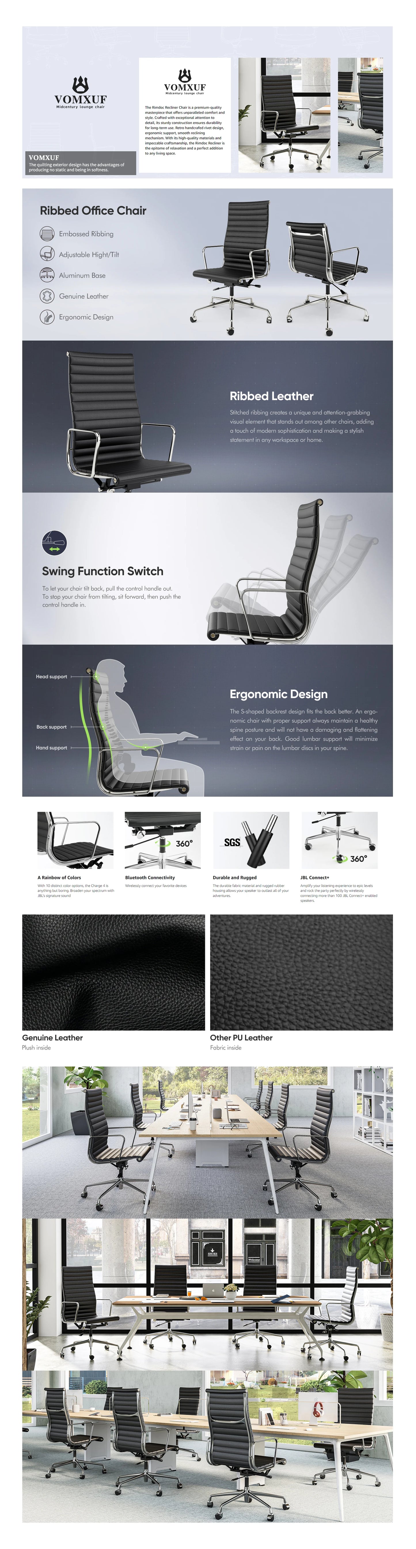 Büro Gasts tuhl gepolsterte Leder bequeme Empfangs stühle mit Rädern verstellbare drehbare rollende Büros tühle