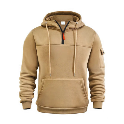 Mens Streetwear Military Sweatshirt Fleece Winter Zipper Pullover Fashion Men's Solid Color Loose Lamb Thick Jacket Men Clothing.