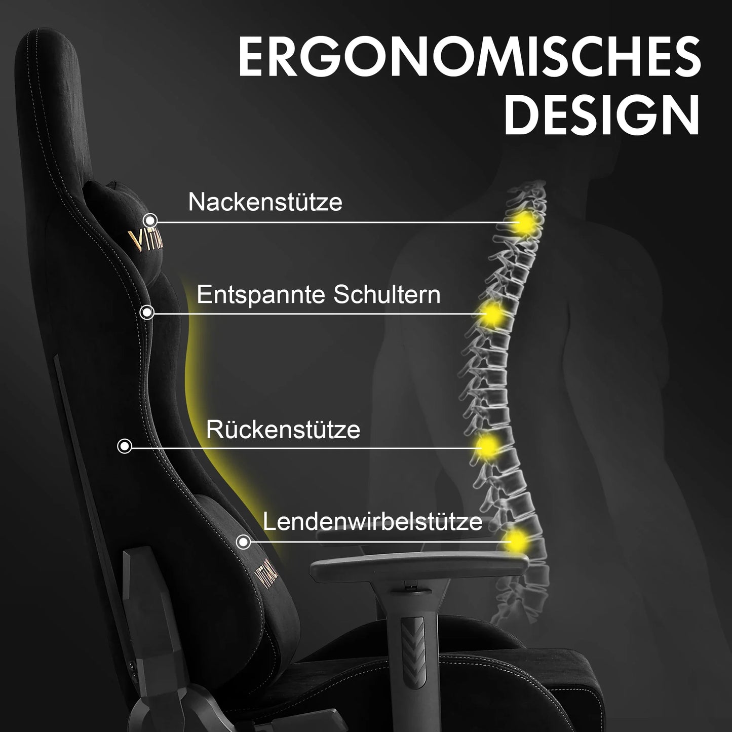 Gaming-Stuhl aus echtem Leder, Computer-Bürostuhl mit Fußstütze, ergonomischer Computerstuhl mit hoher Rückenlehne und Lordosenstütze
