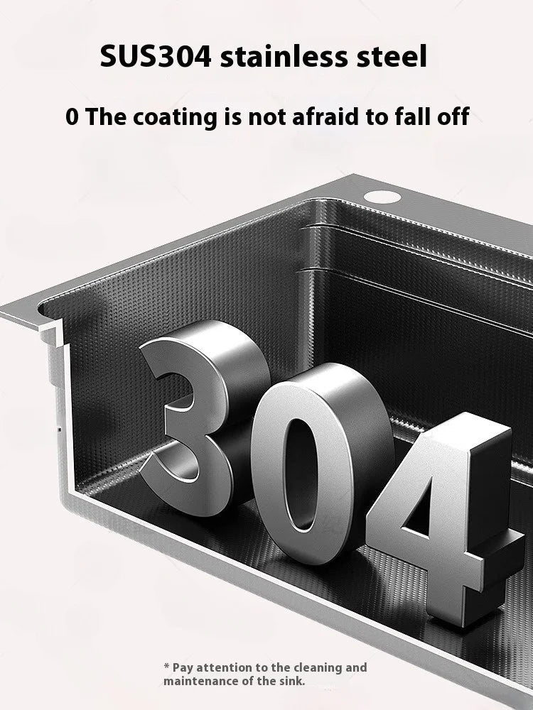 Stainless steel Kitchen Sink Thick Embossed Large Single Slot vegetable washbasin Dishwashing Sink Undermount Basin