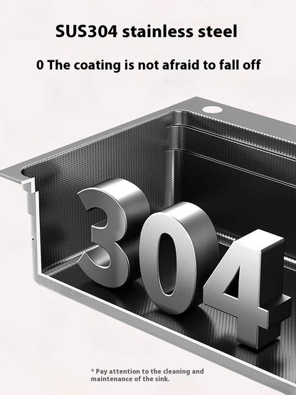 Stainless steel Kitchen Sink Thick Embossed Large Single Slot vegetable washbasin Dishwashing Sink Undermount Basin