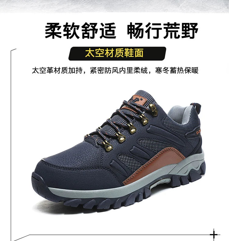 Winter Tactical Boots Combat Autumn Hiking Boots Men Snow Warm Fur Sneakers Padded Trekking Black Waterproof Leathe Sneakers.