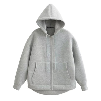 2024 Winter Neue frauen Zipper Hoodie High Street Unisex stil Doppel Taschen Oversize Lose Sweatshirts Oberbekleidung Top CYXX 073.