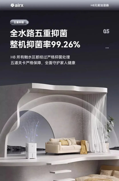 220V airx Humidifier No Mist Quiet Bedroom Cool Mist Evaporative for Baby Nursery Home Office Winter H8 BE.