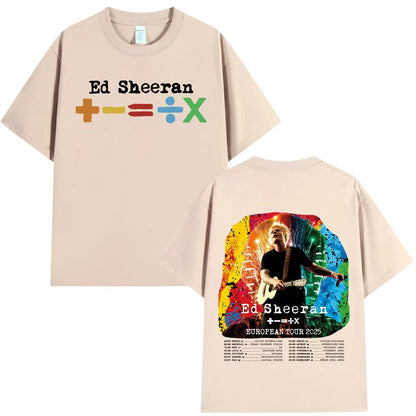 Ed Sheeran European Tour 2025 T Shirts Men Women Clothing Summer Cotton Casual Short Sleeve T-shirt Fashion Oversized Tee Shirt.