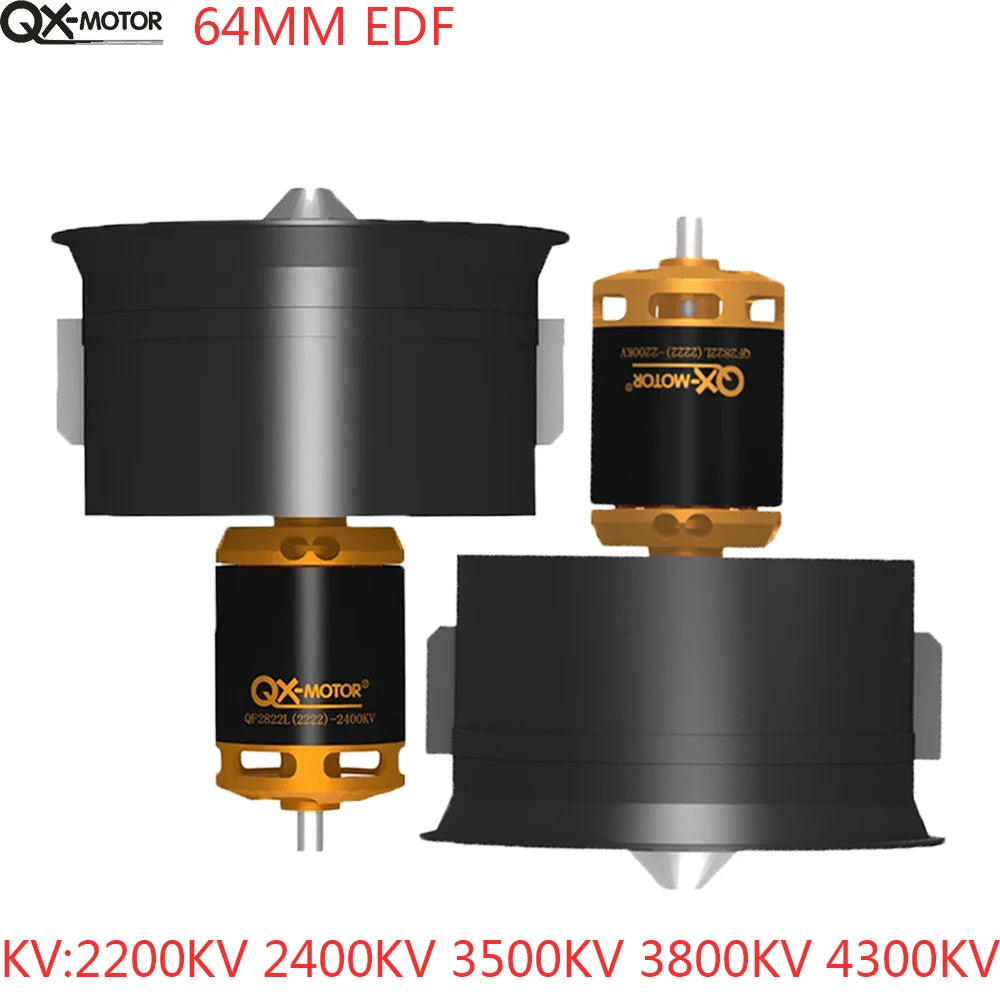 QX-MOTOR 64mm EDF 12 Blades Duct Fan QF2822 2200KV 2400KV 3500KV 3800KV 4300KVBrushless Motor for DIY RC Drone Accessories Parts.