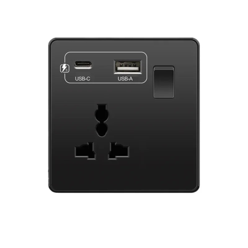 18 W Typ-C-Stecker, Schnellladung, UK 13 A USB-Wandsteckdose, Steckdose mit 3,1 A USB C, universelles Dual-5-Pin-Steckdosenpanel.