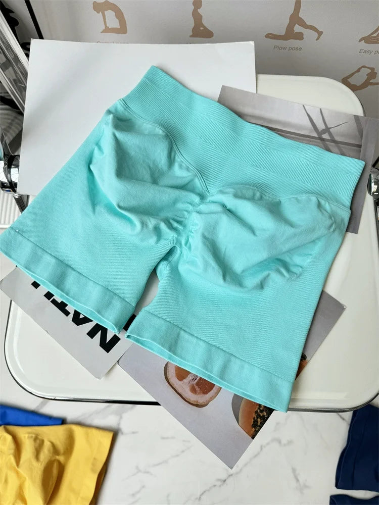 Shorts Low Ribbed Band Gym Shorts Women Workout Clothes Scrunch Bum Seamless Shorts Yoga Biker Sports Shorts.
