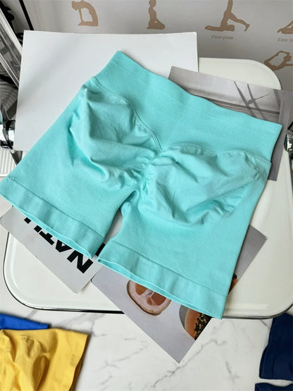 Shorts Low Ribbed Band Gym Shorts Women Workout Clothes Scrunch Bum Seamless Shorts Yoga Biker Sports Shorts.