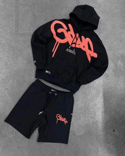 Sports and leisure hoodie two-piece set for men's y2k Harajuku Gothic bodybuilding outdoor couple design sports loose suit.