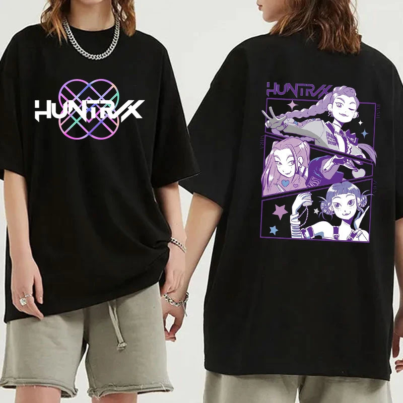 HOT Kpop Huntrix T-Shirt Men Women Fashion Harajuku T Shirt Summer Cool Short Sleeve Hip Hop Top Tee.