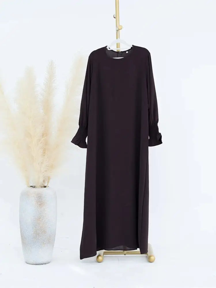Eid Jersey Solid Modest Under Abaya Dubai 2024 Palestine Women Islamic Clothing Muslim Kaftan Inner Dresses Robe Femme Musulmane