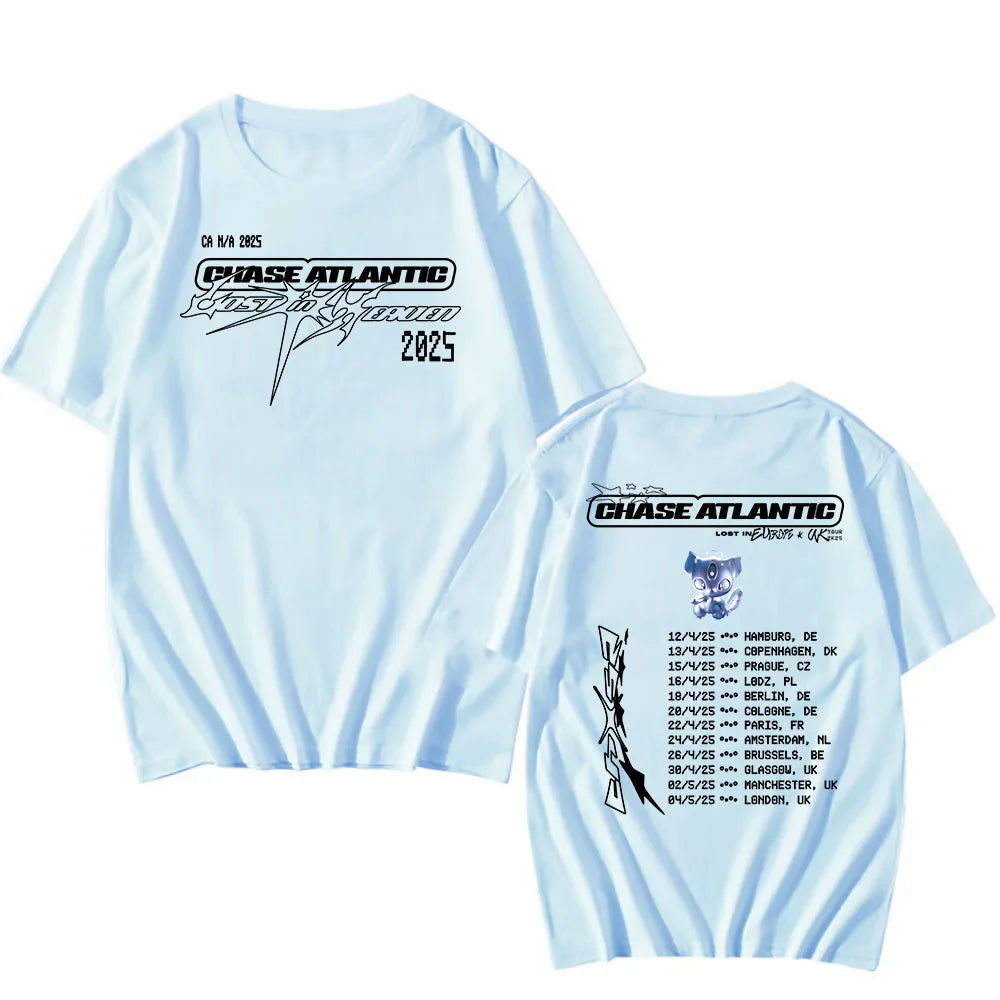 Band CHASE ATLANTIC Tour 2025 T-shirt Summer Cotton Short Sleeve Male Tshirts Graphic T Shirts Men Women Clothing Graphic Print.