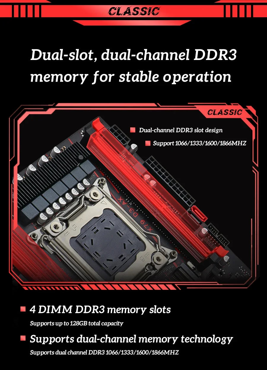SOYO X79 Game Motherboard LGA 2011 Set with E5 2650 V2 CPU 32G【16G*2】DDR3 ECC RAM Memory M.2 NAME Computer components Mainboard.