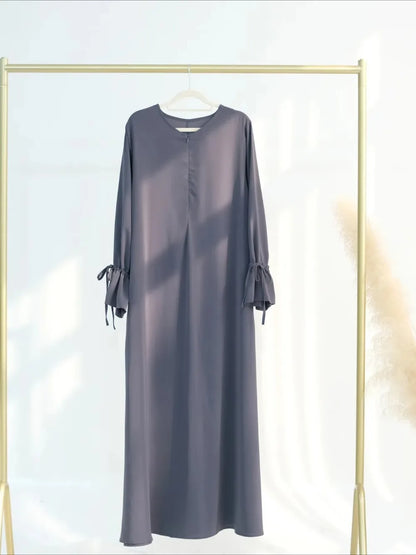 Eid Muslim Dress for Women Abaya Bow Jalabiya Ramadan Lace Up Vestidos Largos Islam Arab Long Robe Morocco Dubai Kaftan 2025.