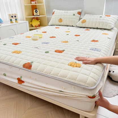 Thick Mattress Cover Cartoon Style Bedspread Quilted Bed Cover for Home Adults Kids Bed Linen fundas de colchón (No Pillowcase).
