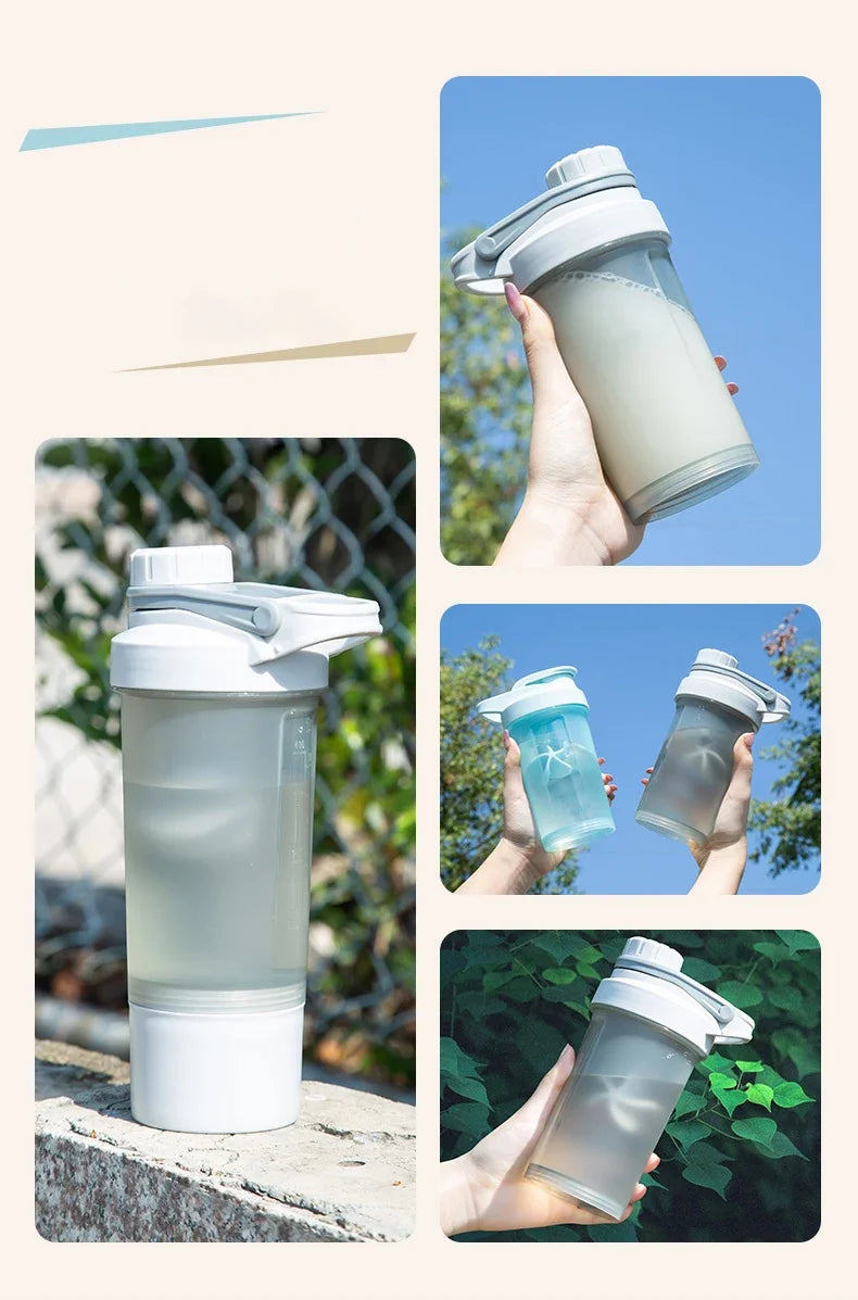 Shake Cup Sports Fitness Water Bottle Milkshake Cup Sports Plastic Water Cup Creative Plastic Drinking Cup Protein Powder Cup