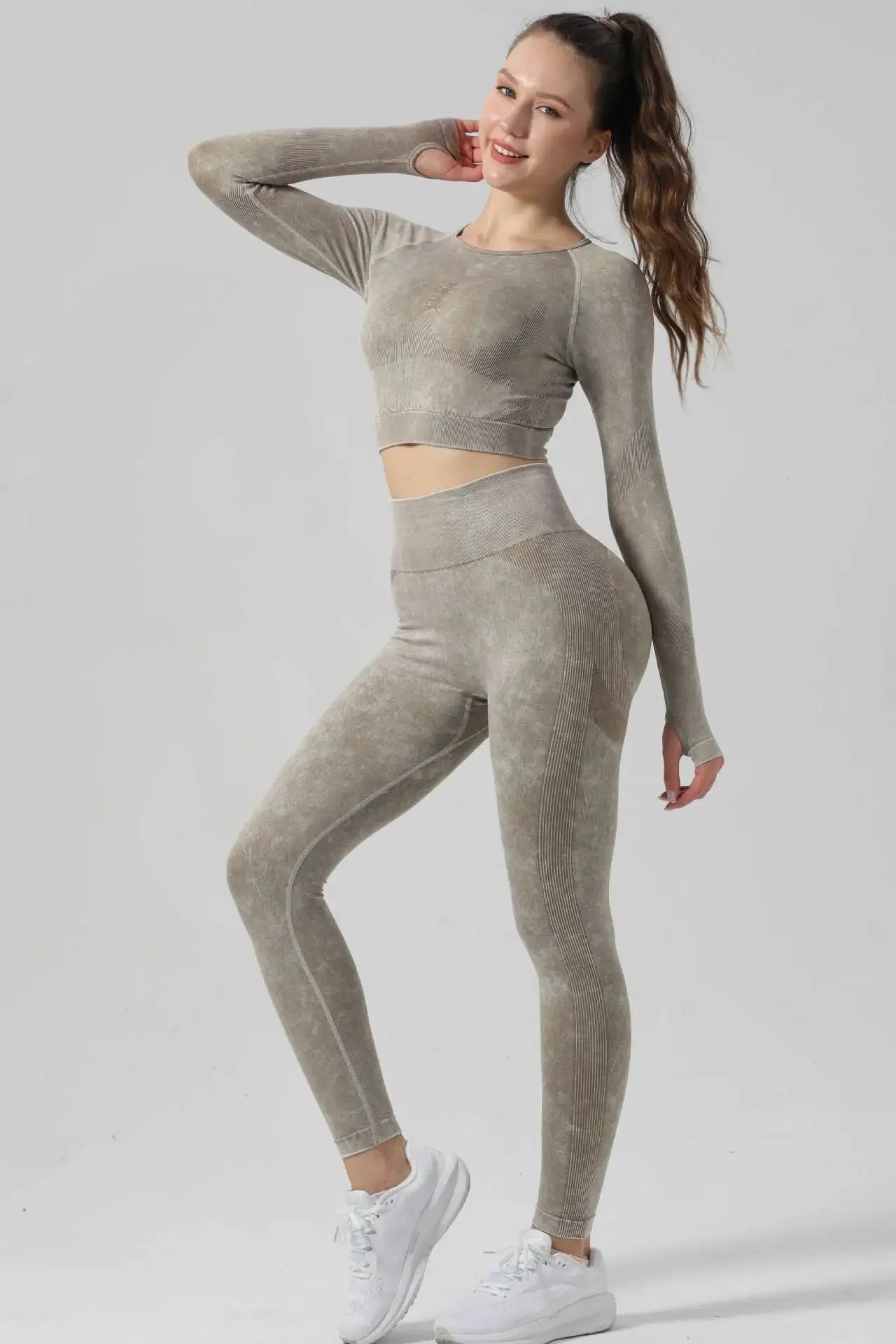 High Waist Yoga Pants Sand Washed Seamless Peach Butt Fitness Sportswear Tight Long Trousers for Women Autumn Season