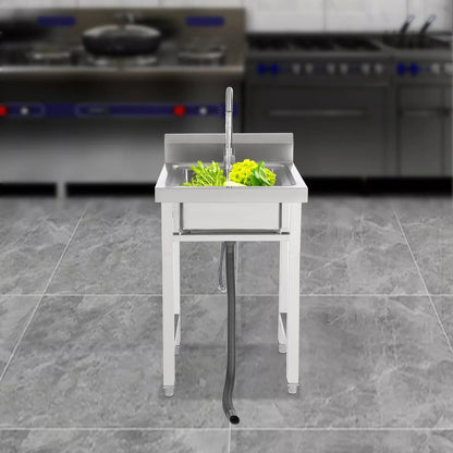 Kommerzielle Waschbecken aus 201 Edelstahl, bodenstehendes kommerzielles Waschbecken für Küchen, Cafés, Bars und Milchteeladen