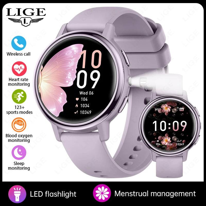LIGE 2025 New 1.26 inch Screen Smart Watch Women IP68 Waterproof Sports Women’s Health Monitor Watches Bluetooth Call Smartwatch