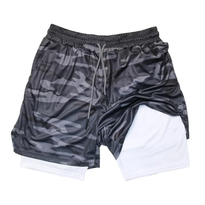 NEW Men's Multiple pockets Fitness Shorts Casual Sports Loose Breathable double-decker Shorts men Mesh Camouflage Running Shorts