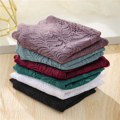 FINETOO 6Pcs Women Floral Lace Panties High Waist Brief Sexy Lingerie Panty Brazilian Underpants Femme Underwear Bikini Intimate