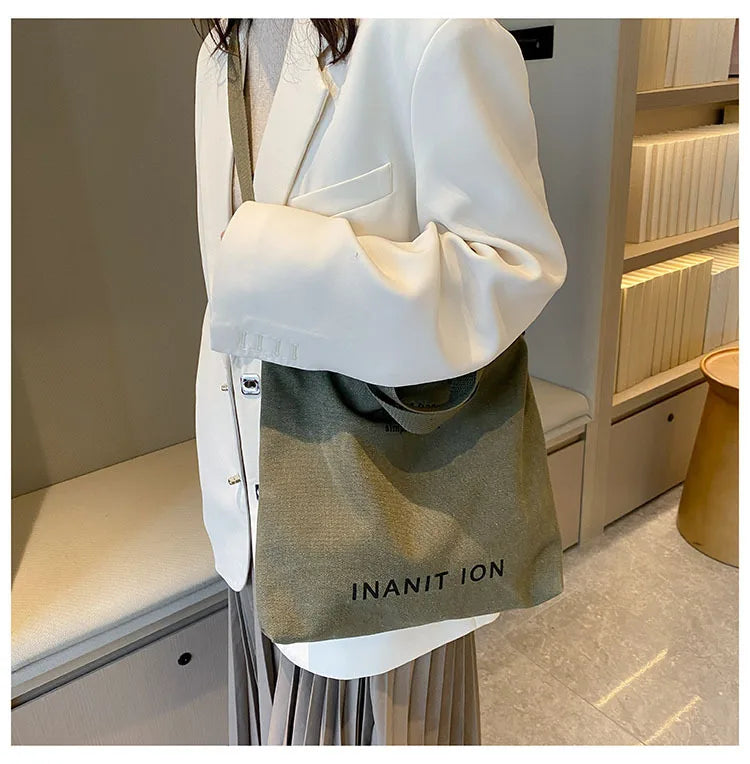 Japanese Canvas Men's and Women's Simple Cross-body Bag Wash Canvas Thick Handbag Large Capacity Arts Students Package Satchel