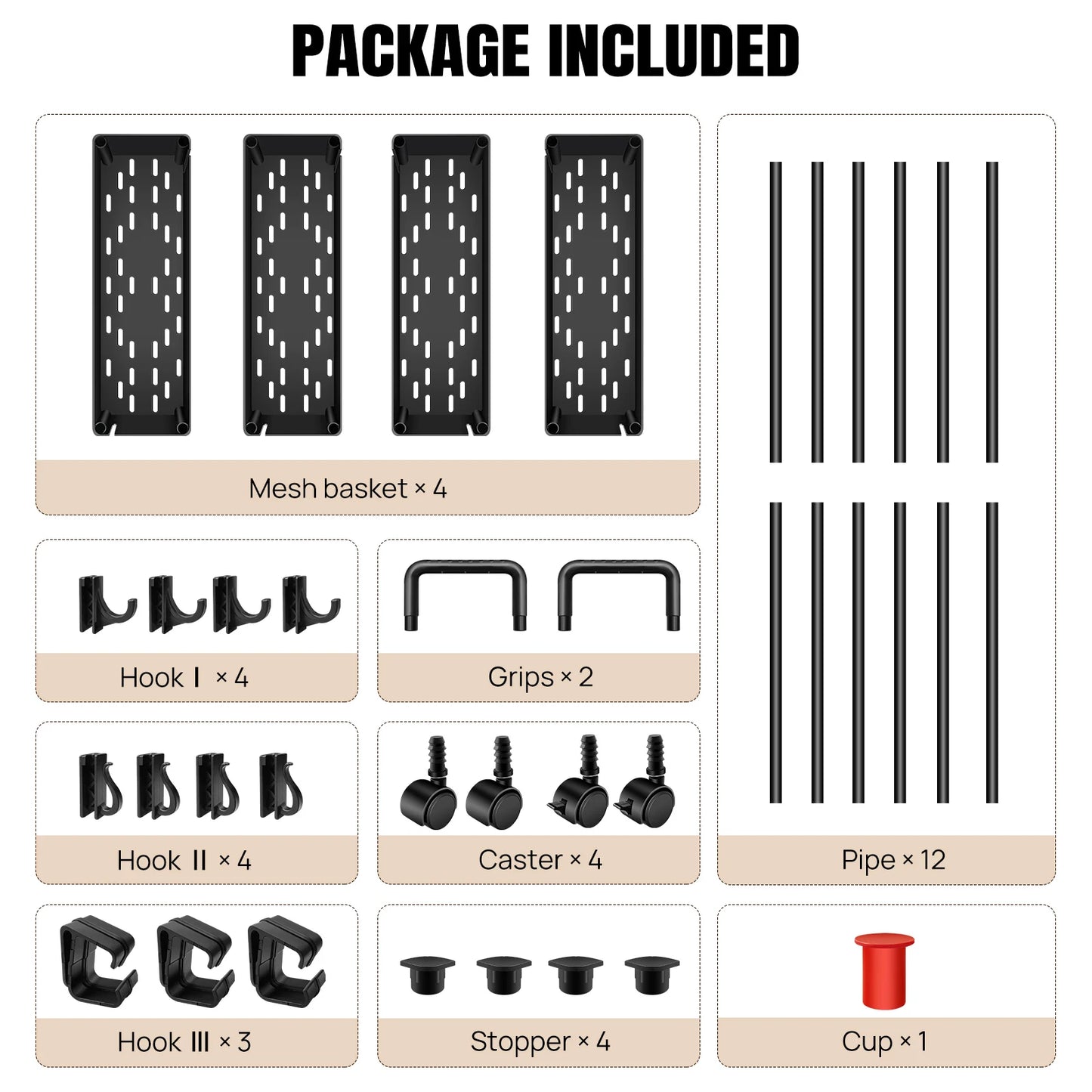 DayPlus 4-stufiger Aufbewahrungswagen, ausziehbarer, schlanker, rollender Mehrzweckwagen, multifunktionaler Badezimmerwagen aus Metall auf Rädern