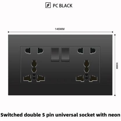Schwarze UK 13A Wandsteckdose mit USB Typ C 18W Schnelllade-Steckdose, Wandsteckdose mit USB-Ladegerät, Schalter mit Steckdose
