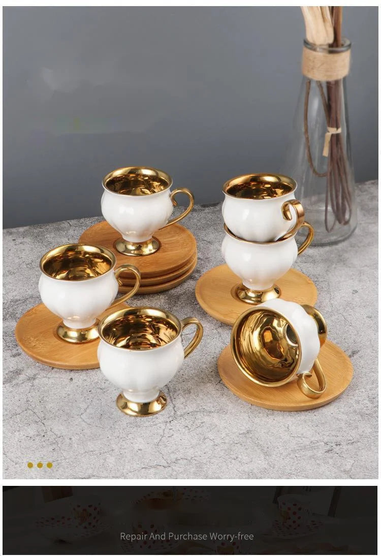 2pcs/set Turkish Coffee Cups Set Of 2 Ceramics Cup Of Coffee Creative Gifts Relief Teacup And Saucer Set Retro 90ml Gobelet.