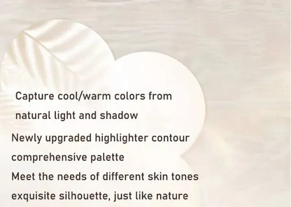 Judydoll Highlighter Contour Bronzer Palette Nude Makeup Natural Facial 3D Nose Shadow Long-Lasting Waterproof Cosmetics Makeup.