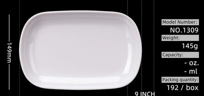 Rectangle Melamine Breakfast Plate Meal Dish Trays Imitation Porcelain Dessret Snack Dishes to Eat Kitchen Tableware 8-10 Inch.