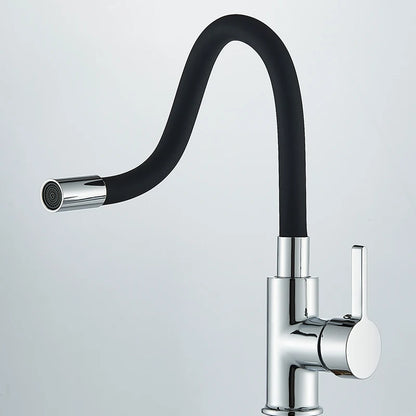Kitchen Sink Faucet Flexible Water Pipe 360° Rotation Single Handle Deck Mount Cold Hot Water Mixer Water Tap
