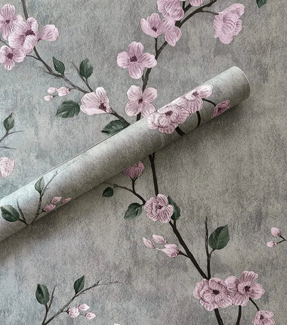 Vintage Floral Grün Grau Peel And Stick Tapete Blume Selbstklebende Tapete Schlafzimmer Dekor Möbel Renovieren Wandaufkleber