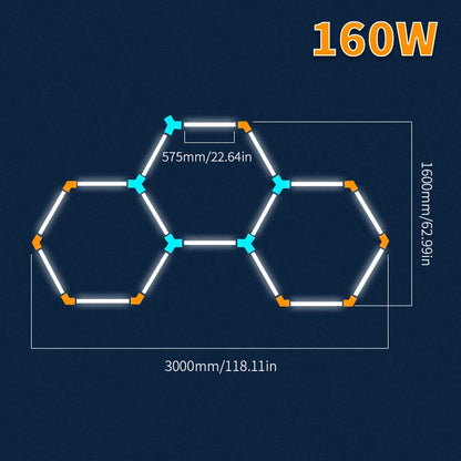 LED Honeycomb Lamp Barbershop Light Hexagon Lights Lamp AC85-265V Led Tube Ceiling Lighting For Car Detailing Workshop
