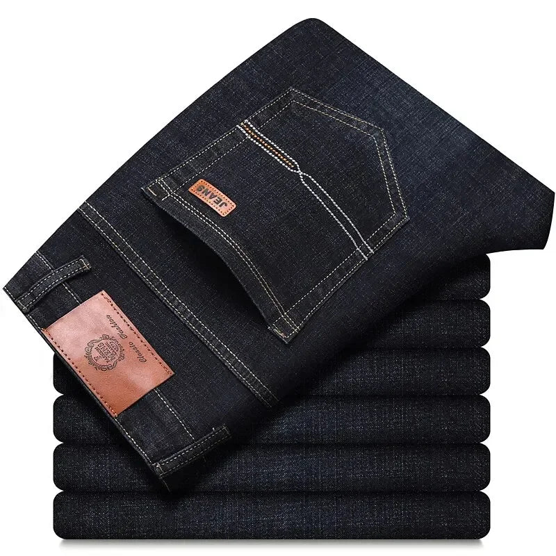 Men Fashion Straight Jeans Mens 2025 New Stretch Slim Fit Pants Comfortable Soft Business Denim Trousers Male Brand Clothing.