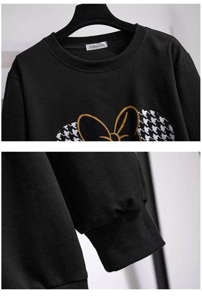 175Kg Plus Größe frauen Fehlschlag 170 Frühling Herbst Neue Lose Rundhals Cartoon Sweatshirt Schwarz Weiß 6XL 7XL 8XL 9XL 10XL 11XL