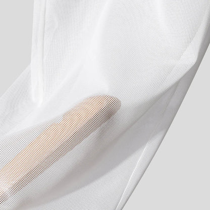 INCERUN Men Sets Mesh Patchwork See Through Sexy Short Sleeve Shirts & Pants Two Pieces Sets Streetwear 2025 Men's Casual Suits