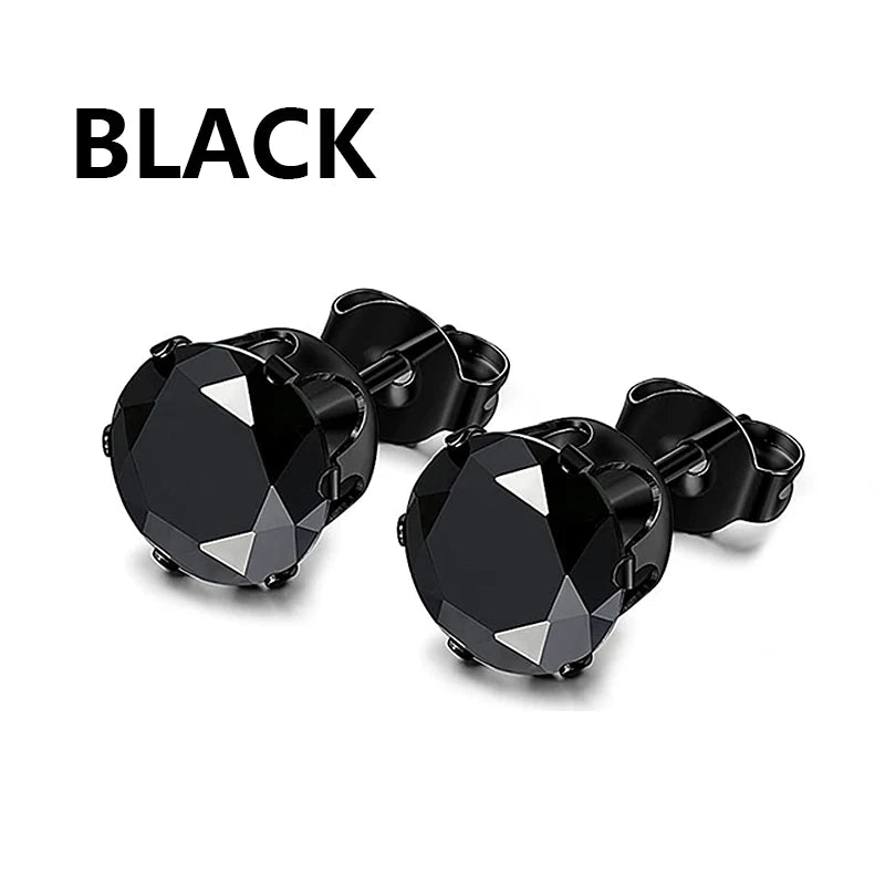 1 /11 Pairs Punk Stainless Steel Stud Earrings Black Earrings Set For Men Women Vintage Hip Hop Piercing Ear Jewelry Accessories.