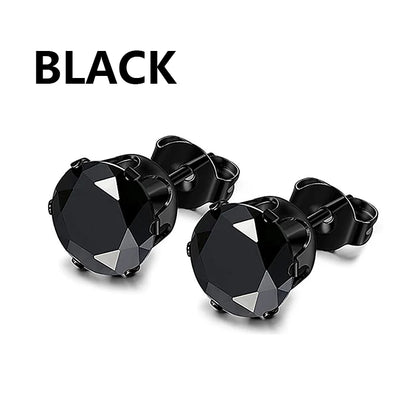 1 /11 Pairs Punk Stainless Steel Stud Earrings Black Earrings Set For Men Women Vintage Hip Hop Piercing Ear Jewelry Accessories.
