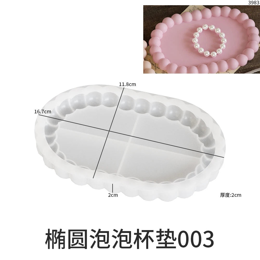 Bubble Shaped Tray Silicone Mold Gypsum diy Candle Holder Jewelry Display Tray Mould Resin Mold Concrete Cement Coaster Mold.