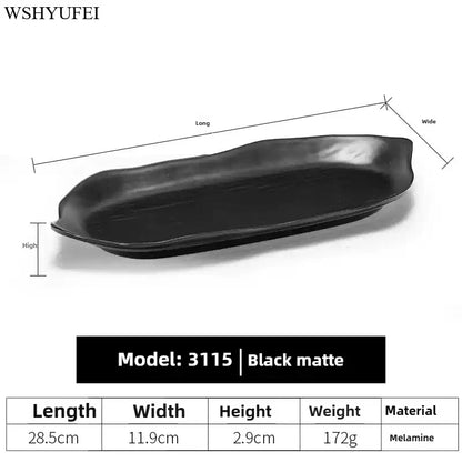 Black Melamine Plate Plastic Barbecue Dish Commercial Cutlery Kitchen Dinner Plates Not Easily Broken Tableware Accessories