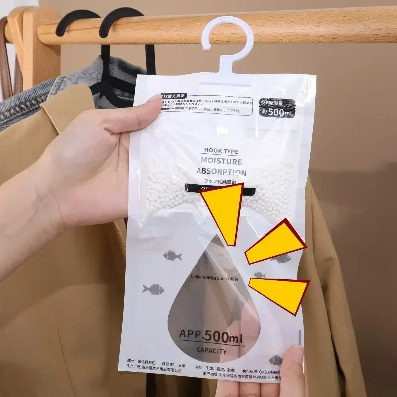 5/10Pcs Moisture Absorber Hanging Bag Wardrobe Antihumidity Bags Anti Damp Mildew Drying Bag Closet Dehumidifier Humidity Packs.