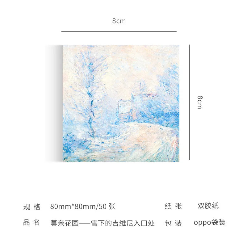 Malerei Memo Pad Monet Van Gogh Keine-klebrige Hinweis Aufkleber Scrapbooking DIY Notizblock Tagebuch Schreibwaren Schule Liefert