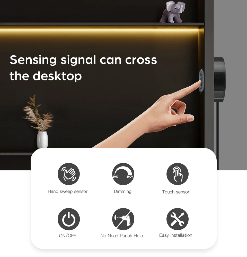 24V LED Strip High Quality Black Silicone LED Neon Light Tube Touch Motion Sensor Switch DIY Kitchen Cabinet Bedroom Backlight.