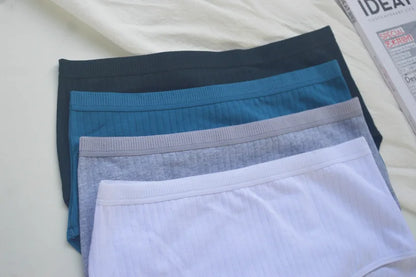 6pcs Cotton Women Panties Lady Plus Size Underwear High Waist Briefs Breathable Solid Color Female Lingerie Shorts.