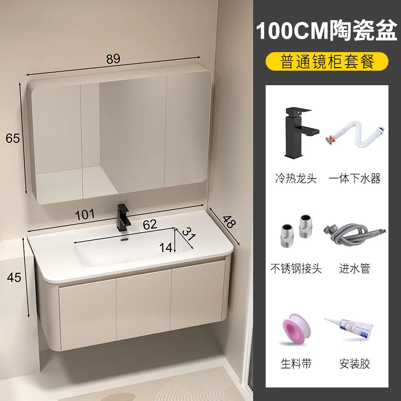 Moderner intelligenter Badezimmerschrank, Wabenstruktur, Aluminium, WC, Waschbecken, Schrank, Kombination, integriertes Keramikwaschbecken, Waschtisch