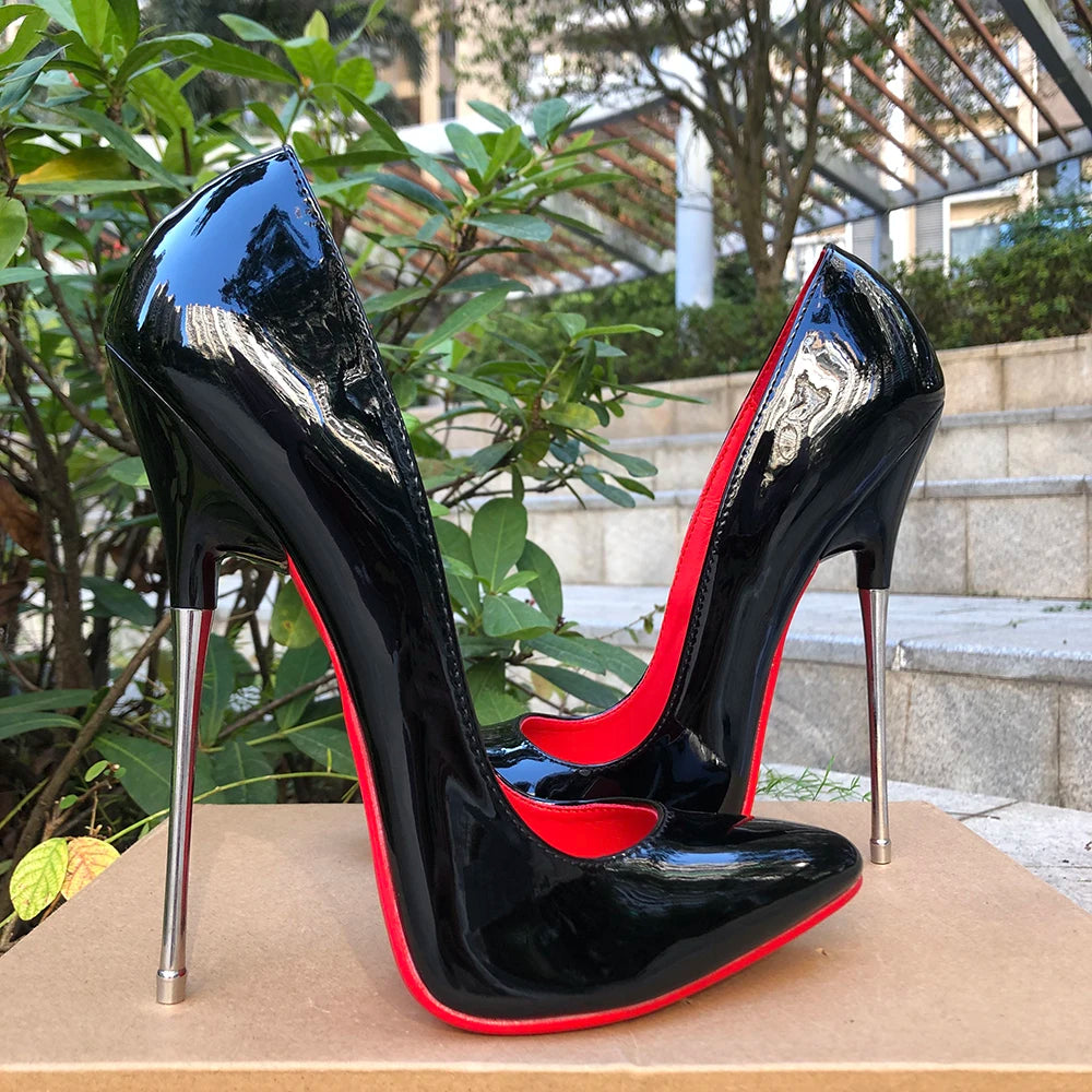 Customize 16cm Extreme Metal High Heels Stilettos Sexy Women Solid Black Red inside Pumps Party Unisex Man Shoes Crossdresser.