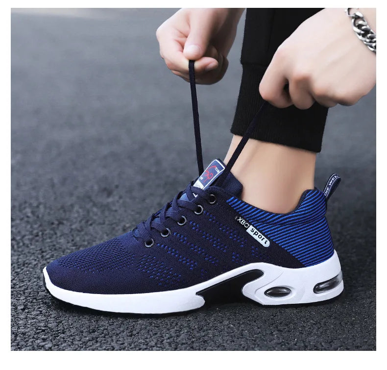 2025 New Men Sneakers Breathable Lace-Up Running Shoes Men Outdoor Walking Shoe Mesh Flying Woven Anti Slip Sports Shoes for Men
